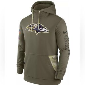 Nike Men's Baltimore Ravens Salute to Service Olive Therma-FIT Hoodie Small